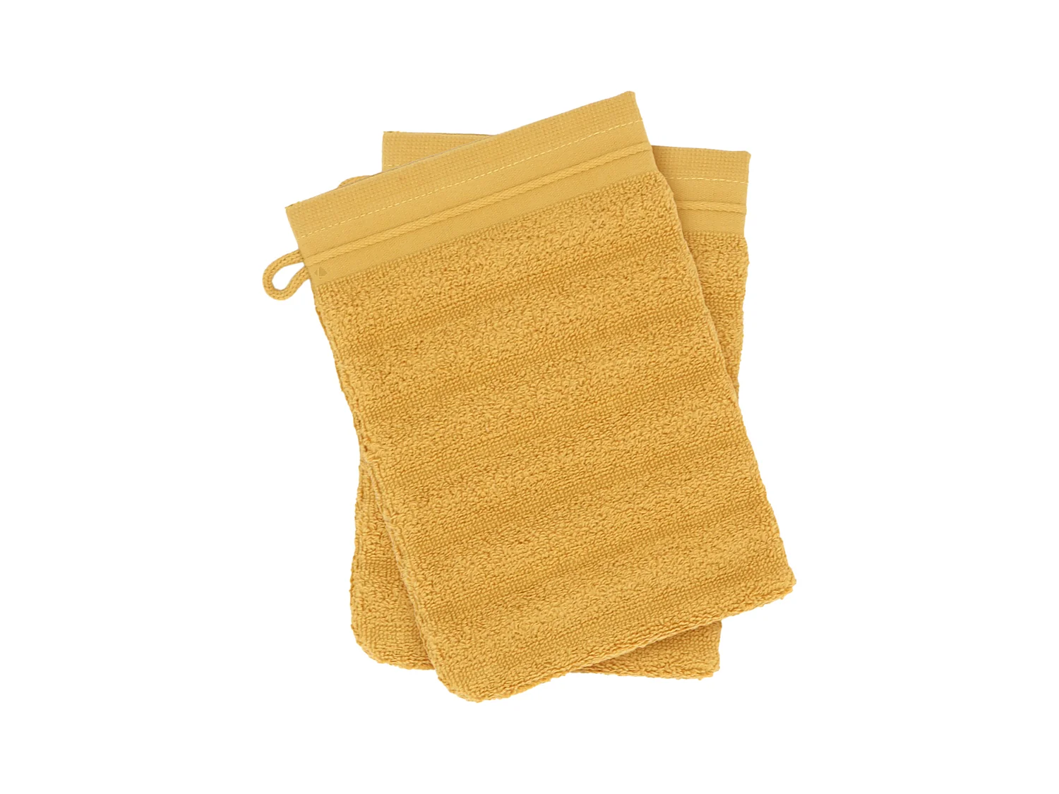 Lot de 2 gants de toilette 16x21 cm NATURAL STRIPES curry