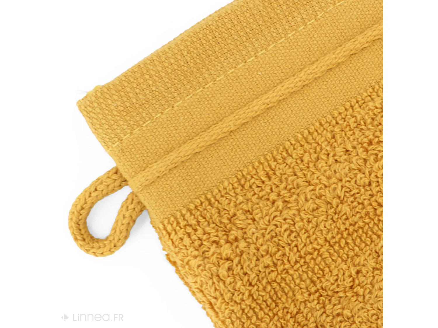 Lot de 2 gants de toilette 16x21 cm NATURAL STRIPES curry
