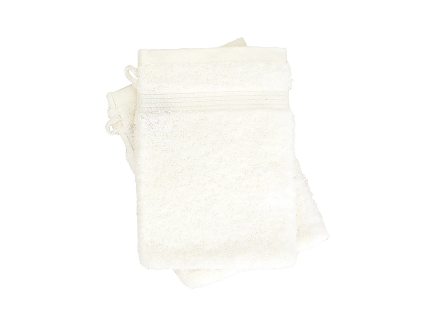 Lot de 2 gants de toilette 16x21 cm LUXOR blanc crème
