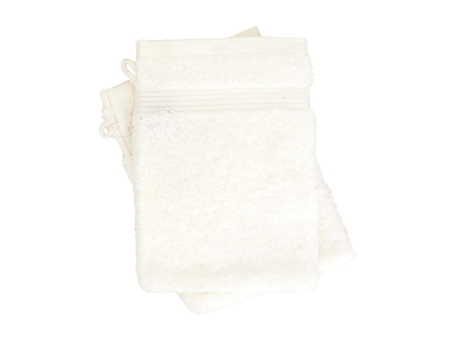 Lot de 2 gants de toilette 16x21 cm LUXOR blanc crème