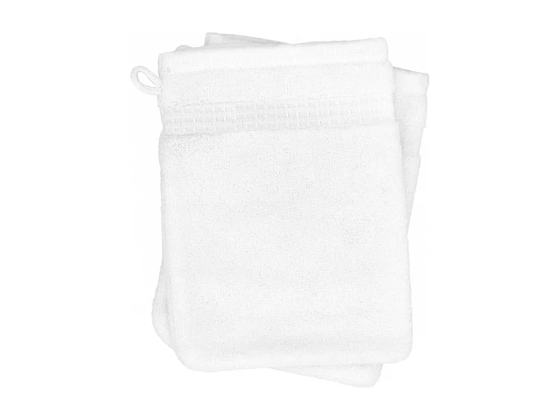 Lot de 2 gants de toilette 16x21 cm NATURAL blanc