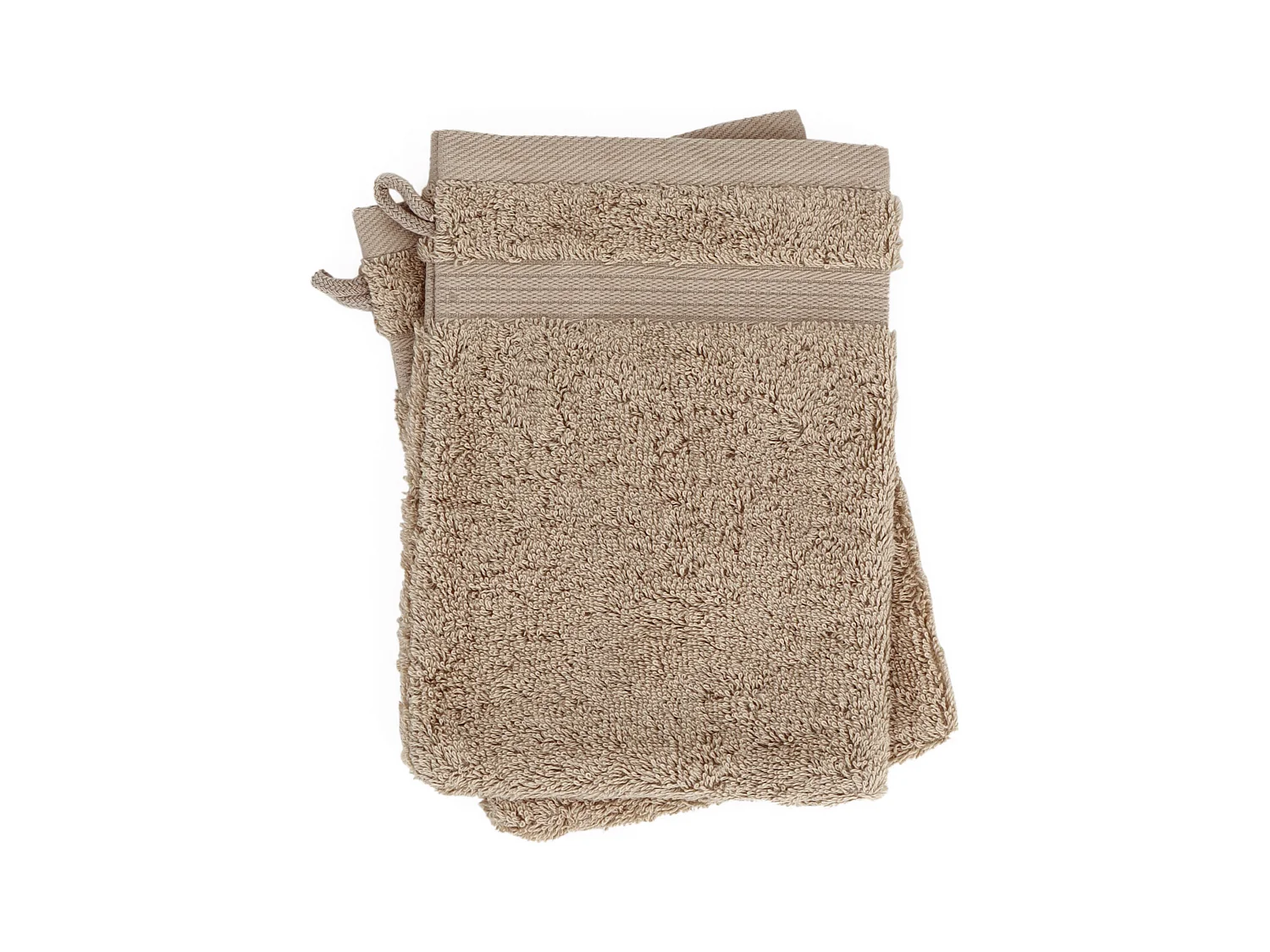 Lot de 2 gants de toilette 16x21 cm LUXOR taupe