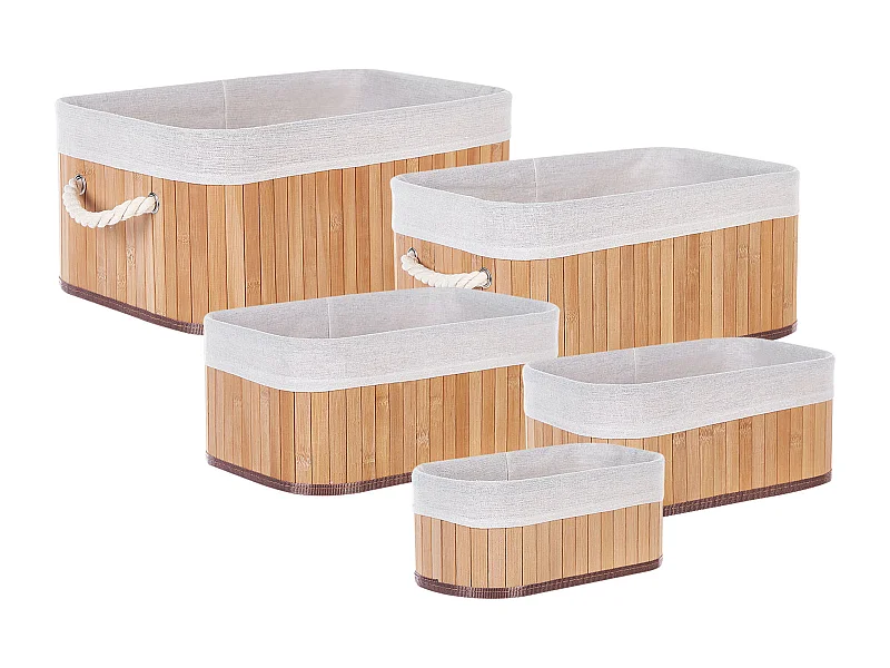 Aufbewahrungskorb 5er Set TALPE Bambusholz Hellbraun
