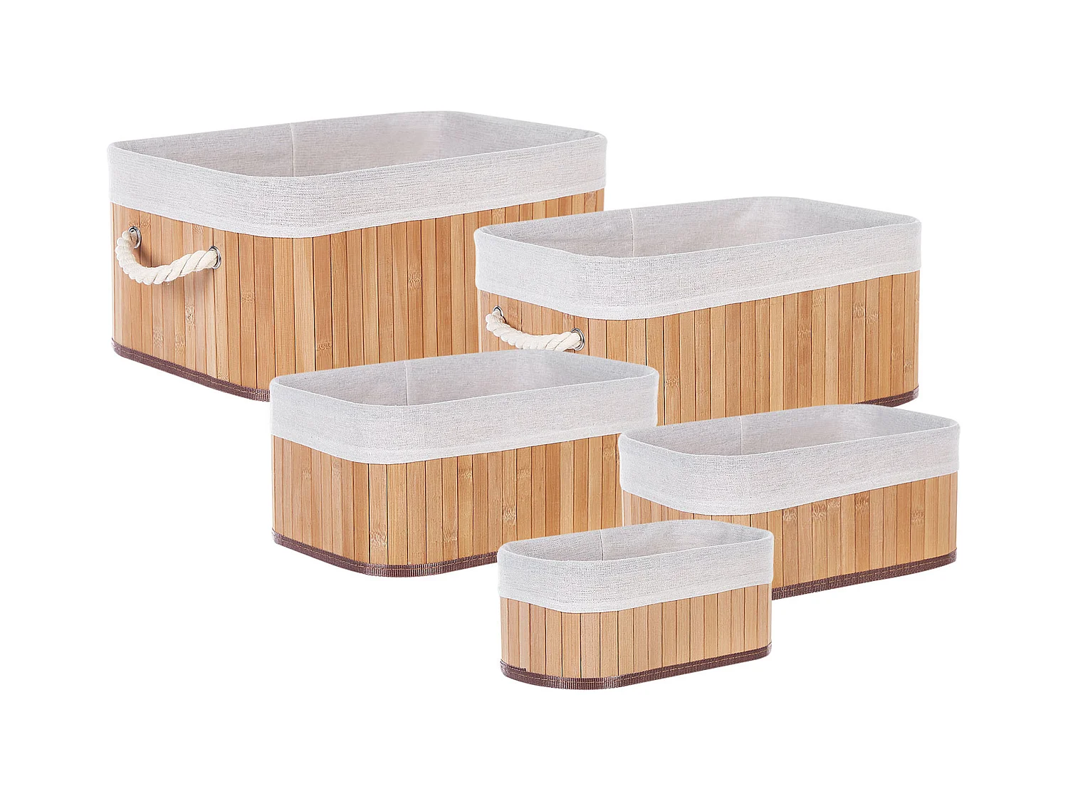 Conjunto de 5 cestos TALPE Madeira de bambu Castanho claro