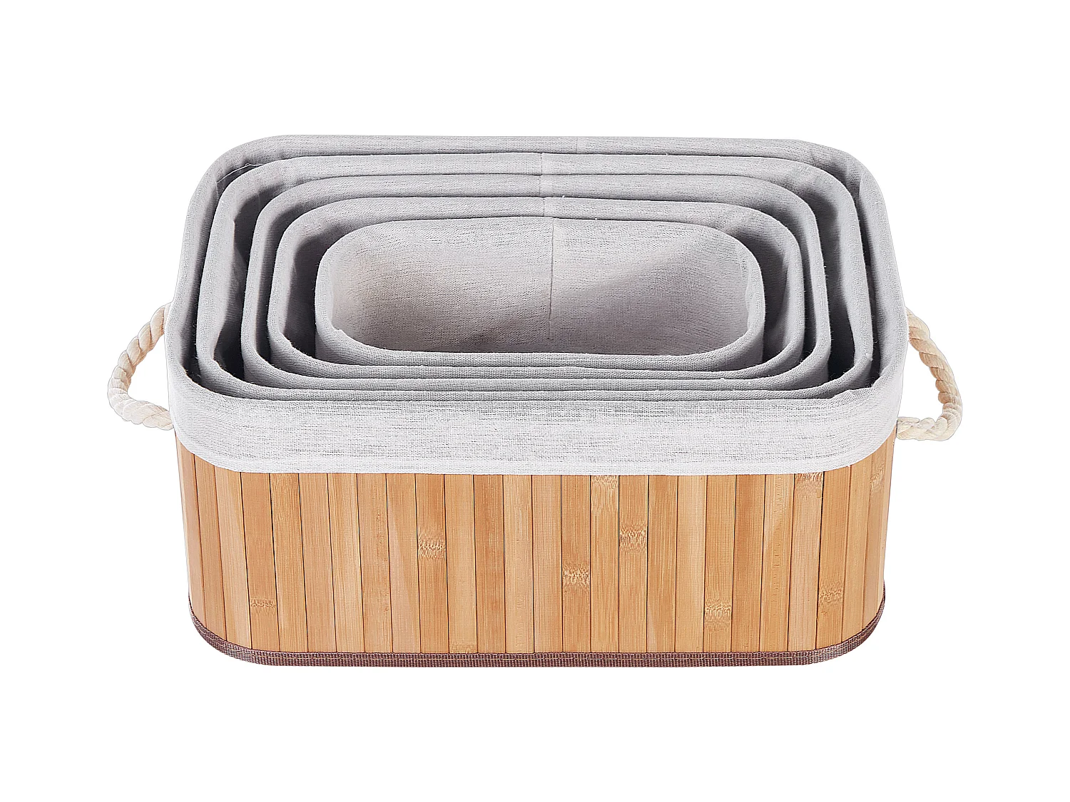 Conjunto de 5 cestos TALPE Madeira de bambu Castanho claro