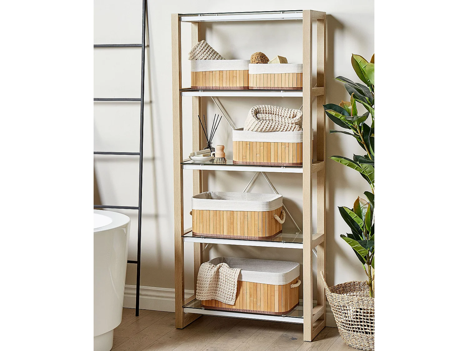 Lot de 5 paniers TALPE Bambou Marron clair