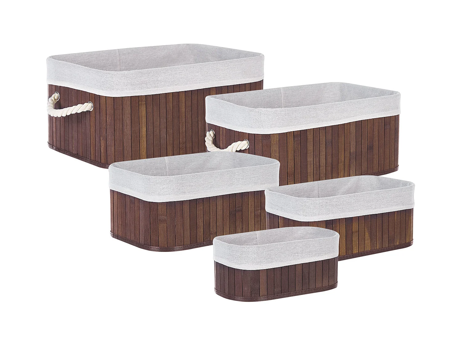 Set van 5 manden TALPE Bamboehout Donkerbruin