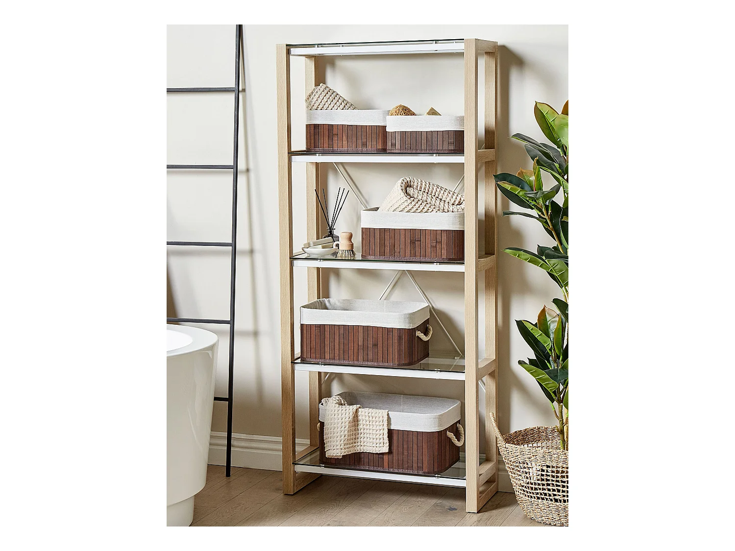 Set van 5 manden TALPE Bamboehout Donkerbruin