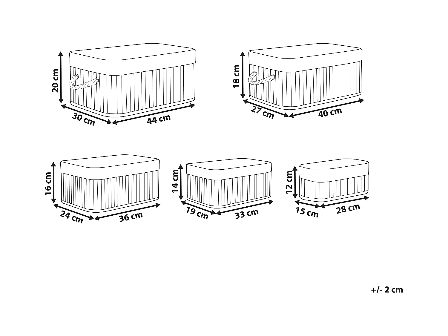 Set van 5 manden TALPE Bamboehout Donkerbruin