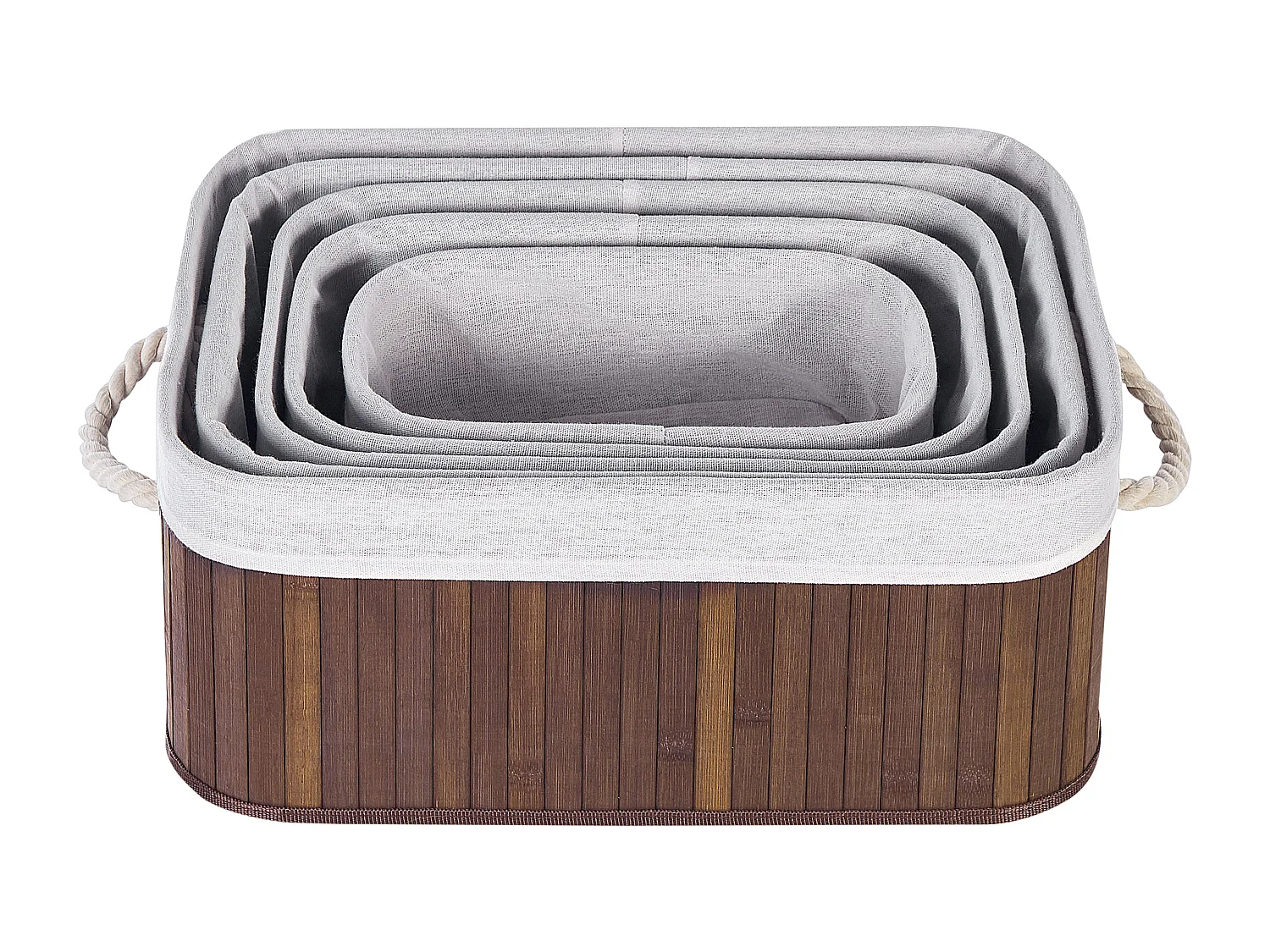 Aufbewahrungskorb 5er Set TALPE Bambusholz Dunkelbraun