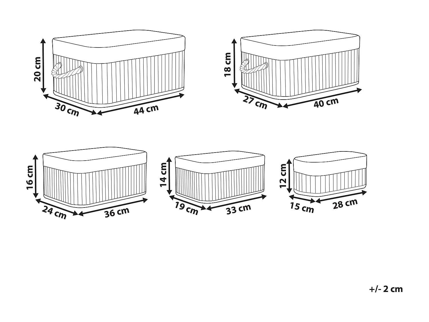 Set van 5 manden TALPE Bamboehout Donkerbruin