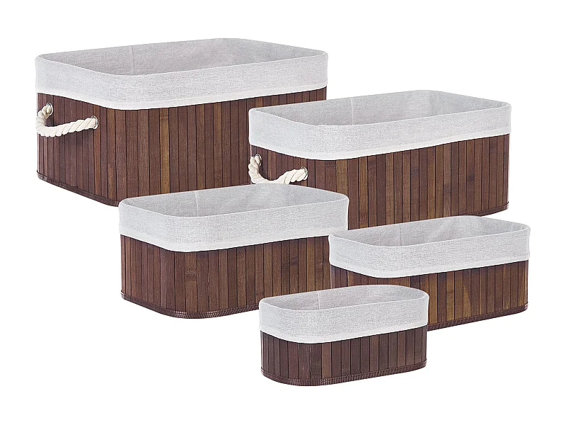 Lot de 5 paniers TALPE Bambou Marron foncé