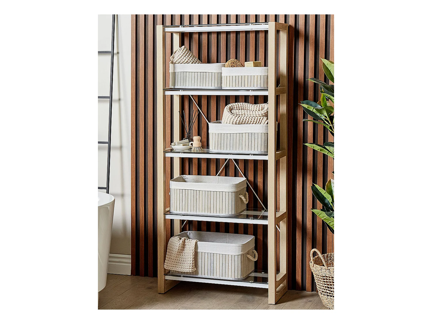 Lot de 5 paniers TALPE Bambou Gris