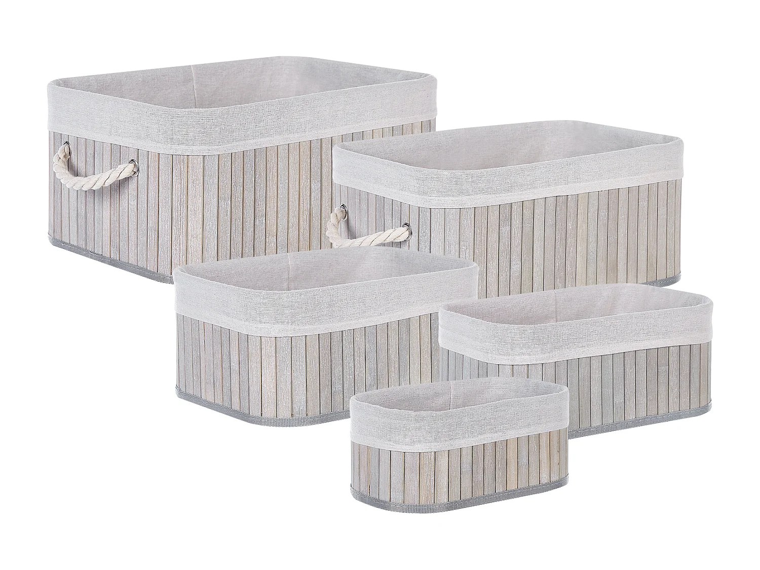 Lot de 5 paniers TALPE Bambou Gris