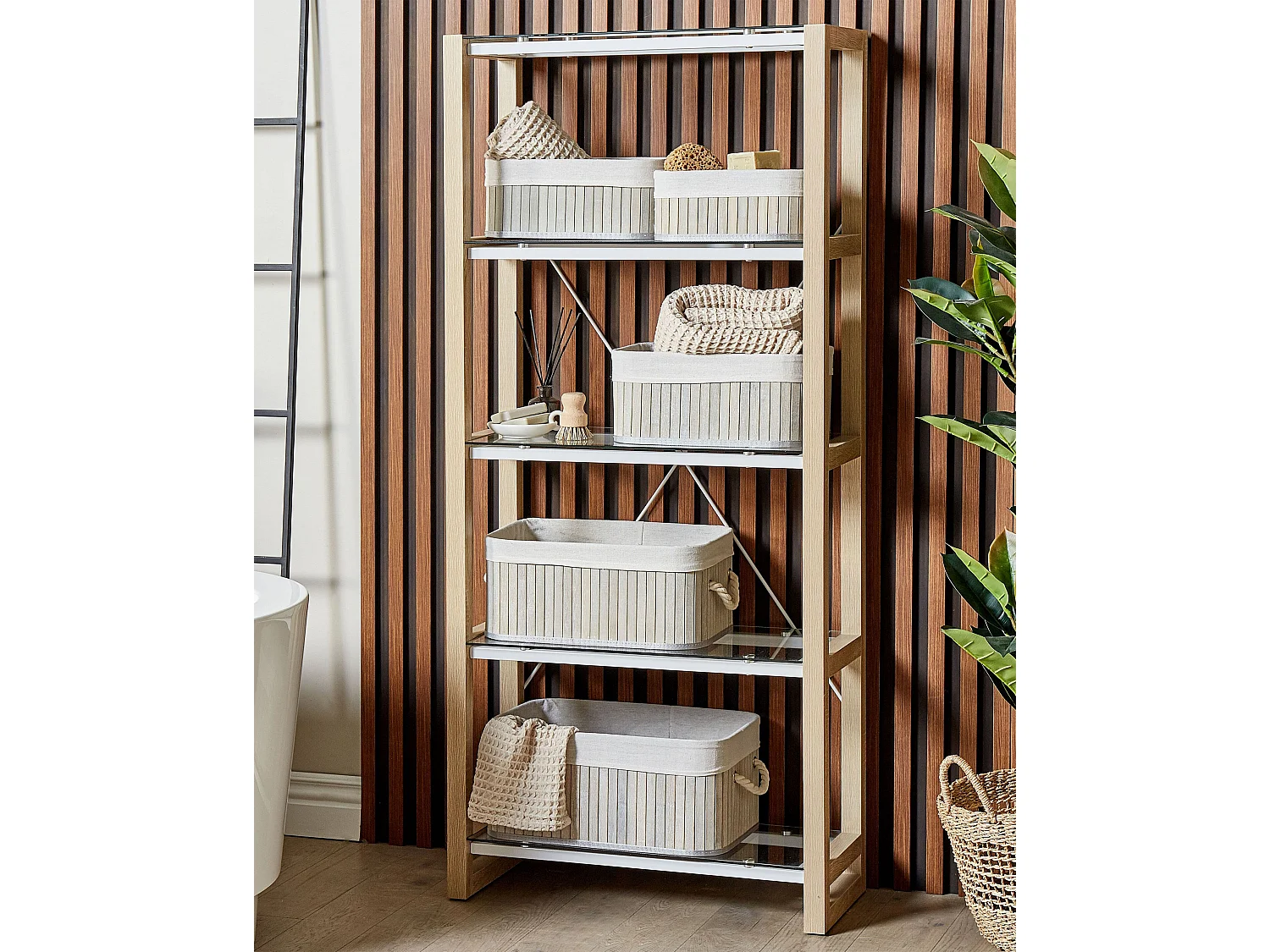 Lot de 5 paniers TALPE Bambou Gris