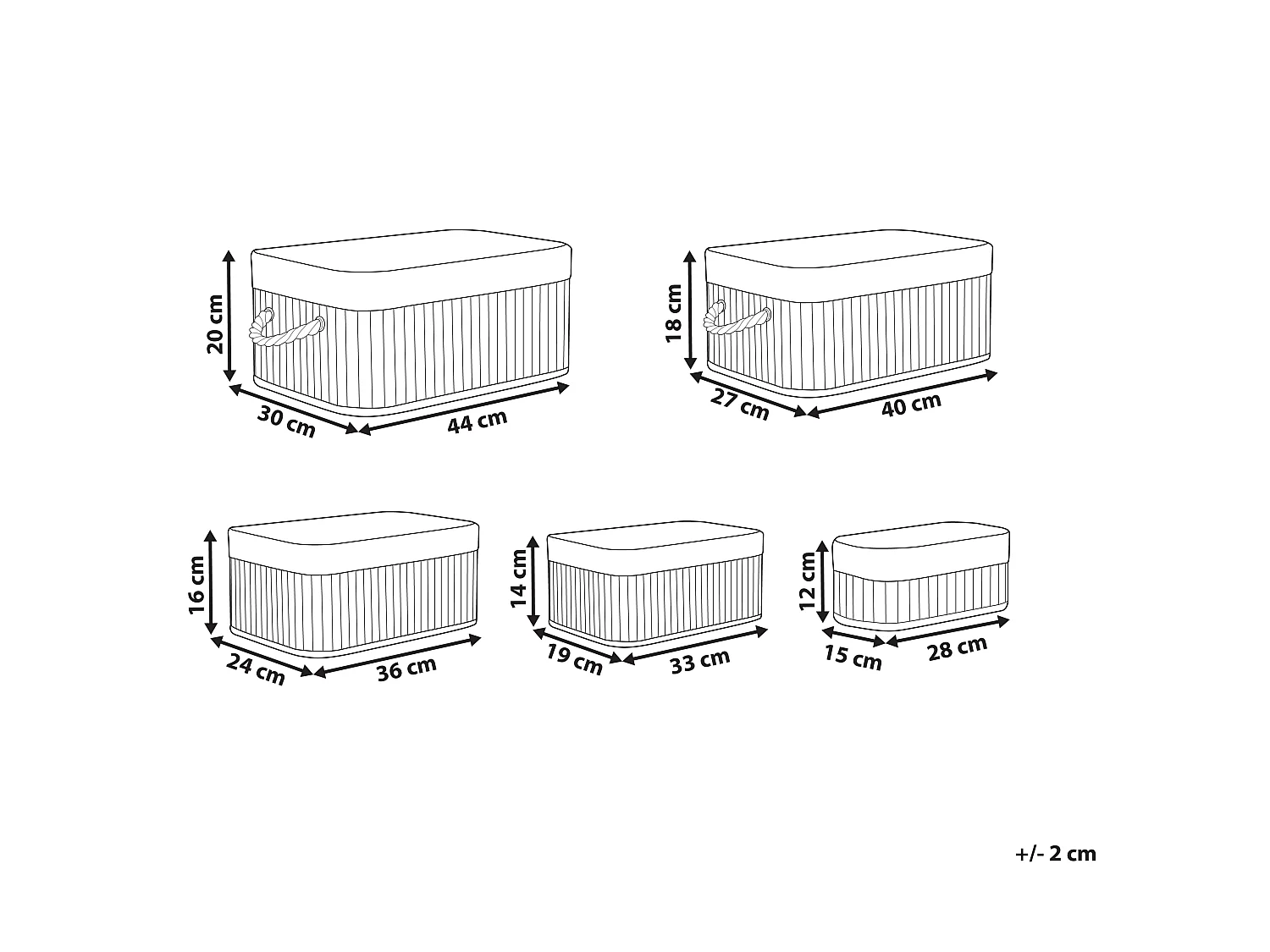 Set of 5 Baskets TALPE Bamboo Grey