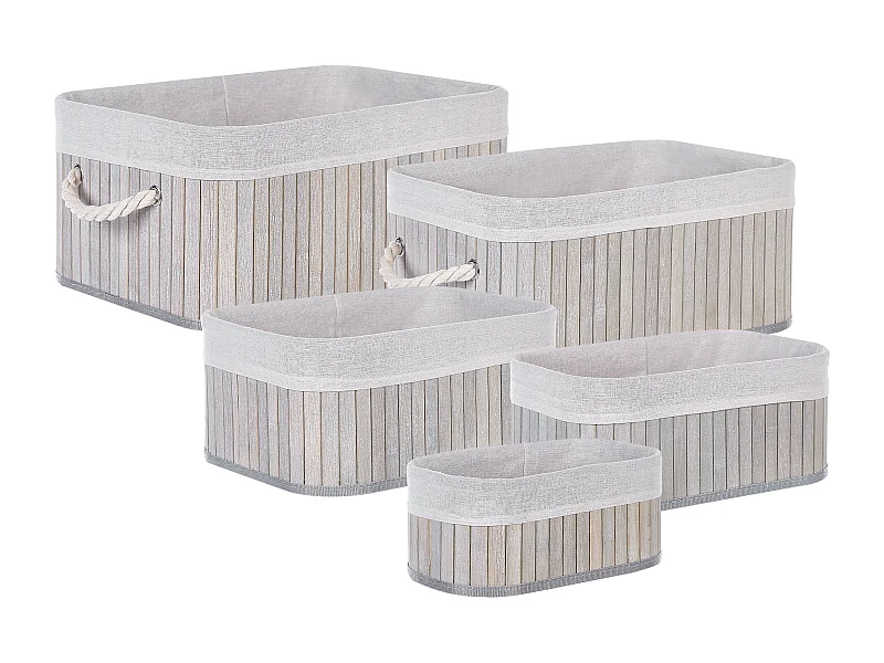 Lot de 5 paniers TALPE Bambou Gris