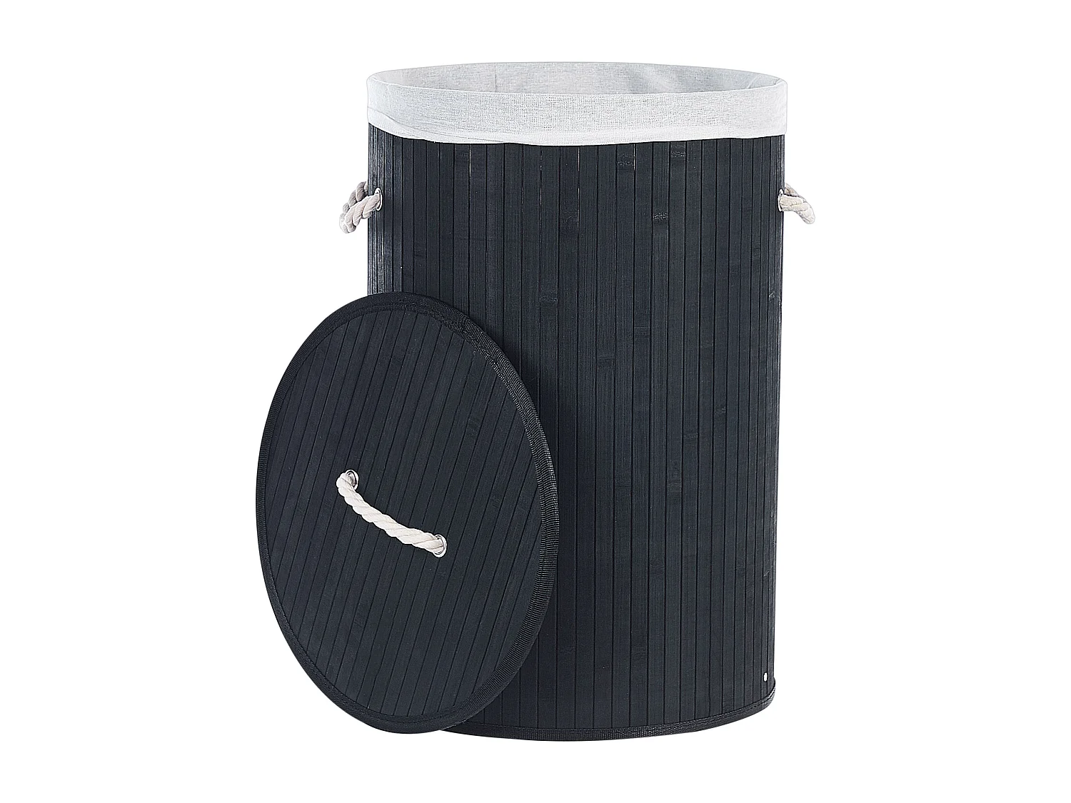 Cesto em madeira de bambu preta 60 cm SANNAR