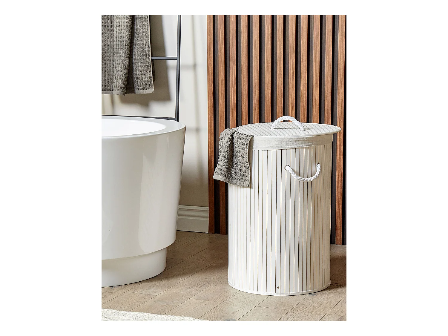 Aufbewahrungskorb SANNAR Bambusholz Weiss