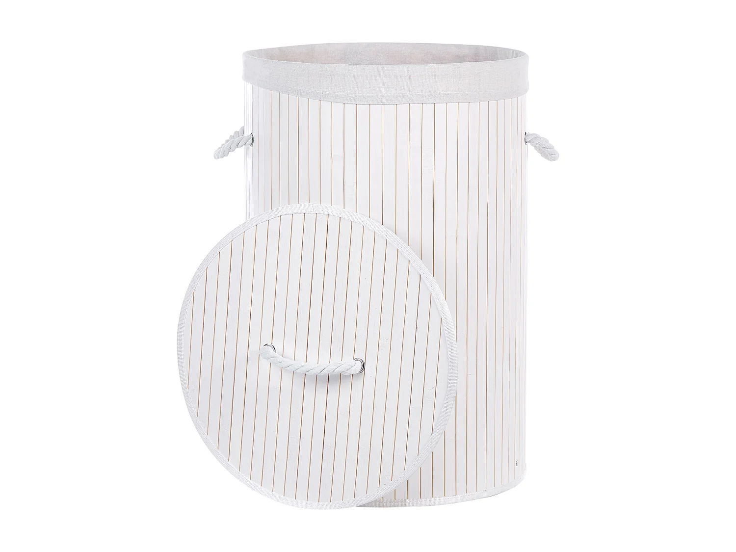 Cesto em madeira de bambu branca 60 cm SANNAR