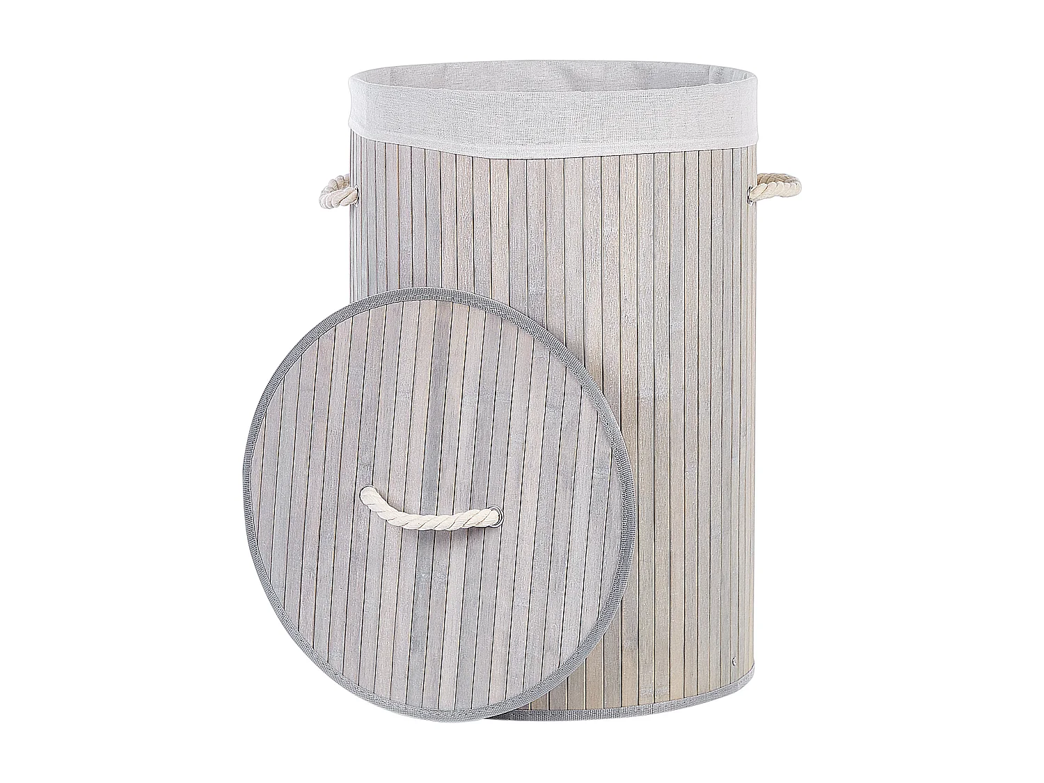 Cesta legno di bambù grigio e bianco 60 cm SANNAR