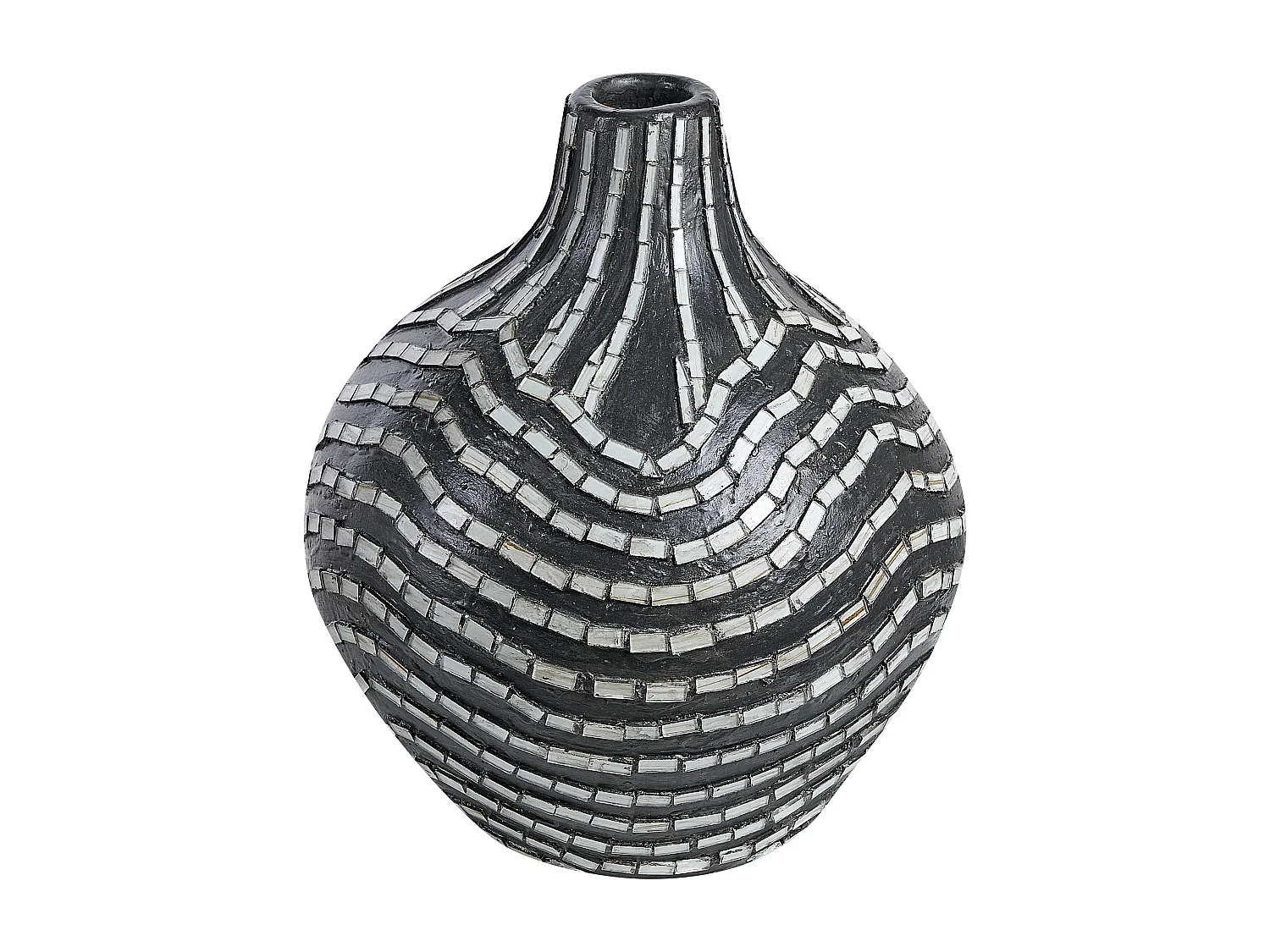 Dekovase KUALU Keramik 35 cm Schwarz