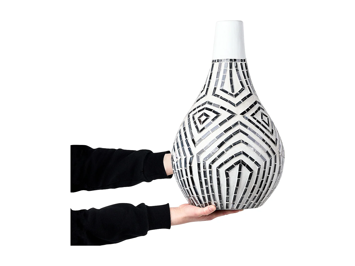 Jarrón decorativo OMBILIN Cerámica 50 cm Blanco