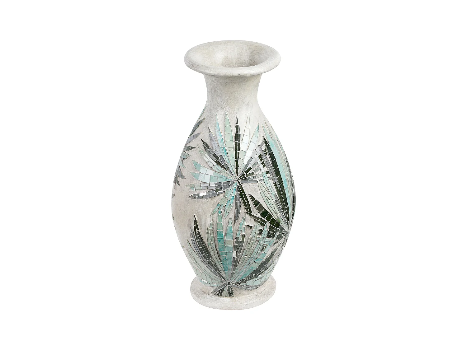Dekorative Vase aus Terrakotta mit Mosaik natürlich ethnischen Stil creme Farbe Rawas