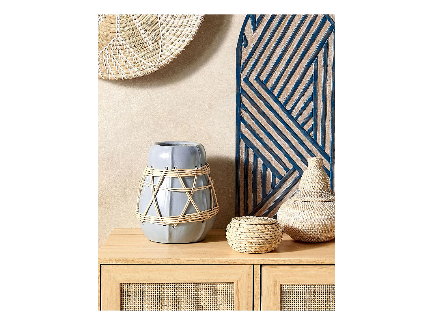 Jarrón decorativo KAMERING Cerámica 27 cm Azul