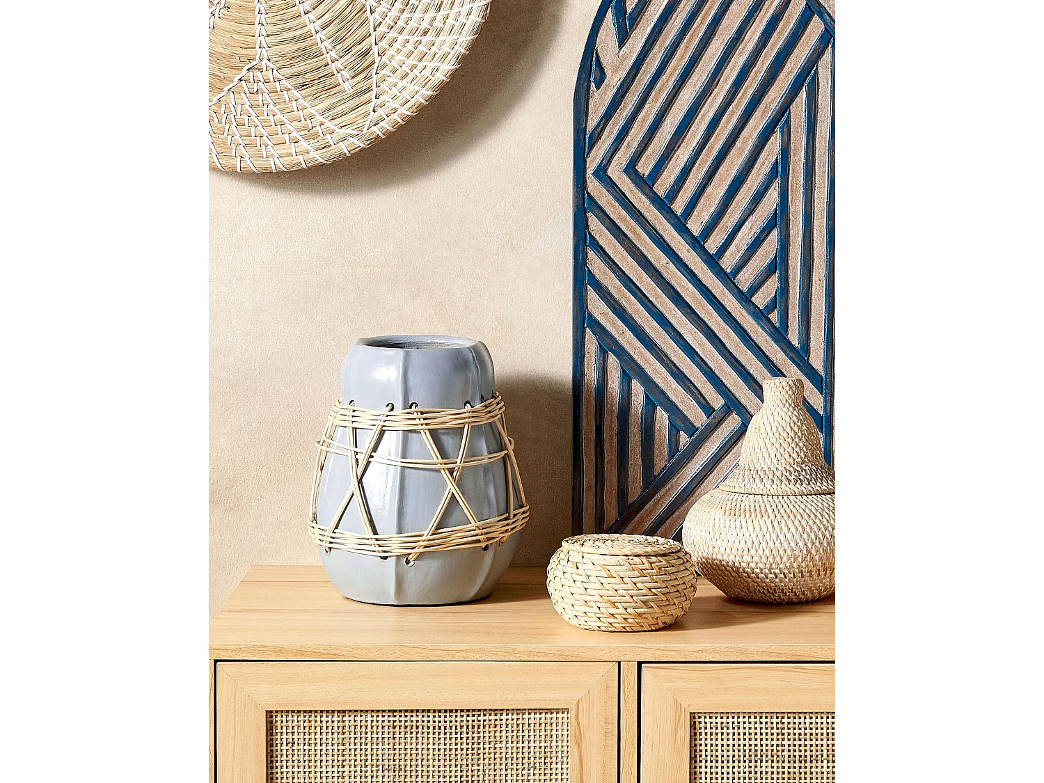 Dekovase KAMERING Keramik 27 cm Blau