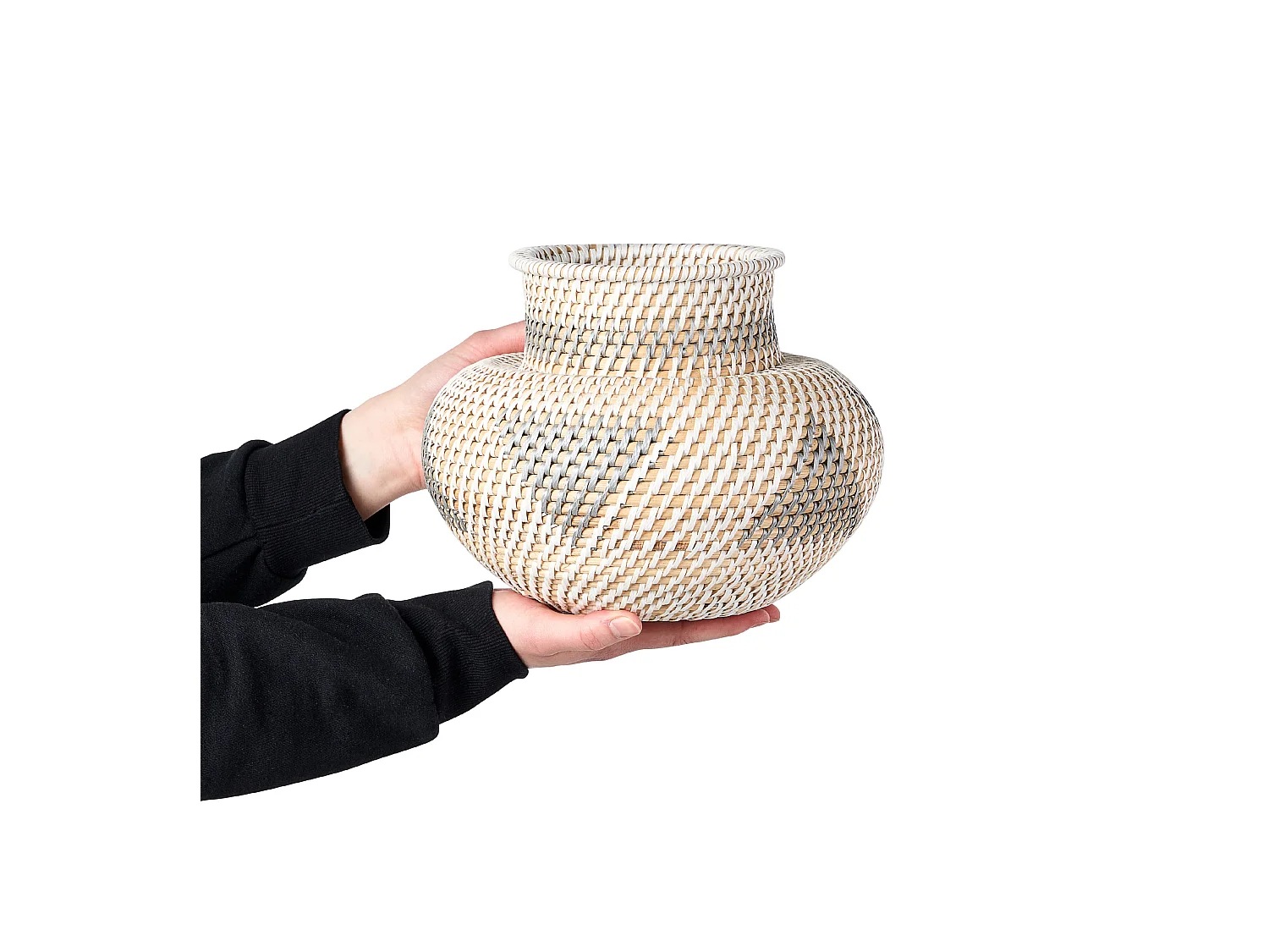 Jarrón decorativo ASAHAN Ratán 22 cm Natural