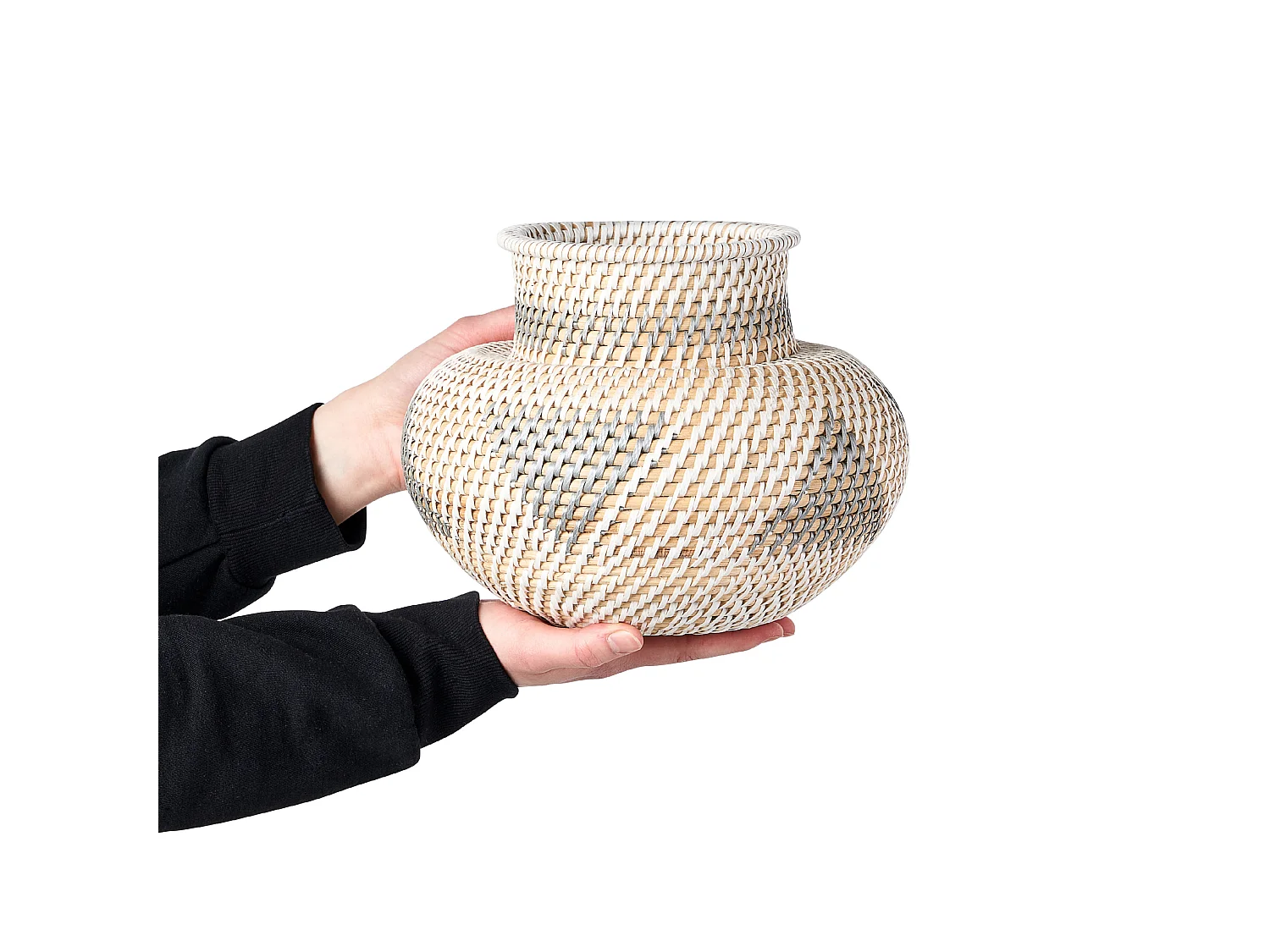 Jarrón decorativo ASAHAN Ratán 22 cm Natural