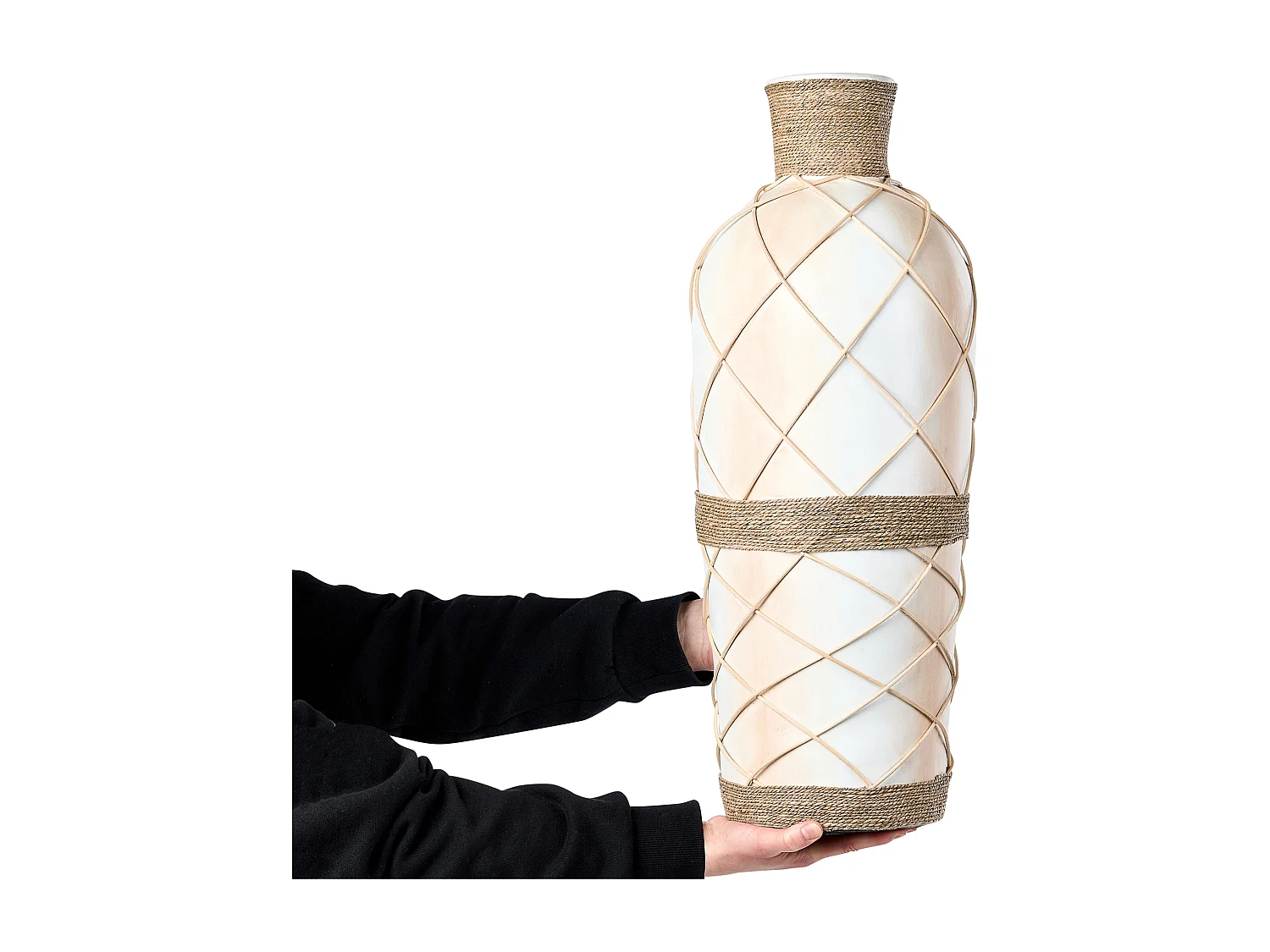 Jarrón decorativo ROKAN Cerámica 62 cm Beige claro