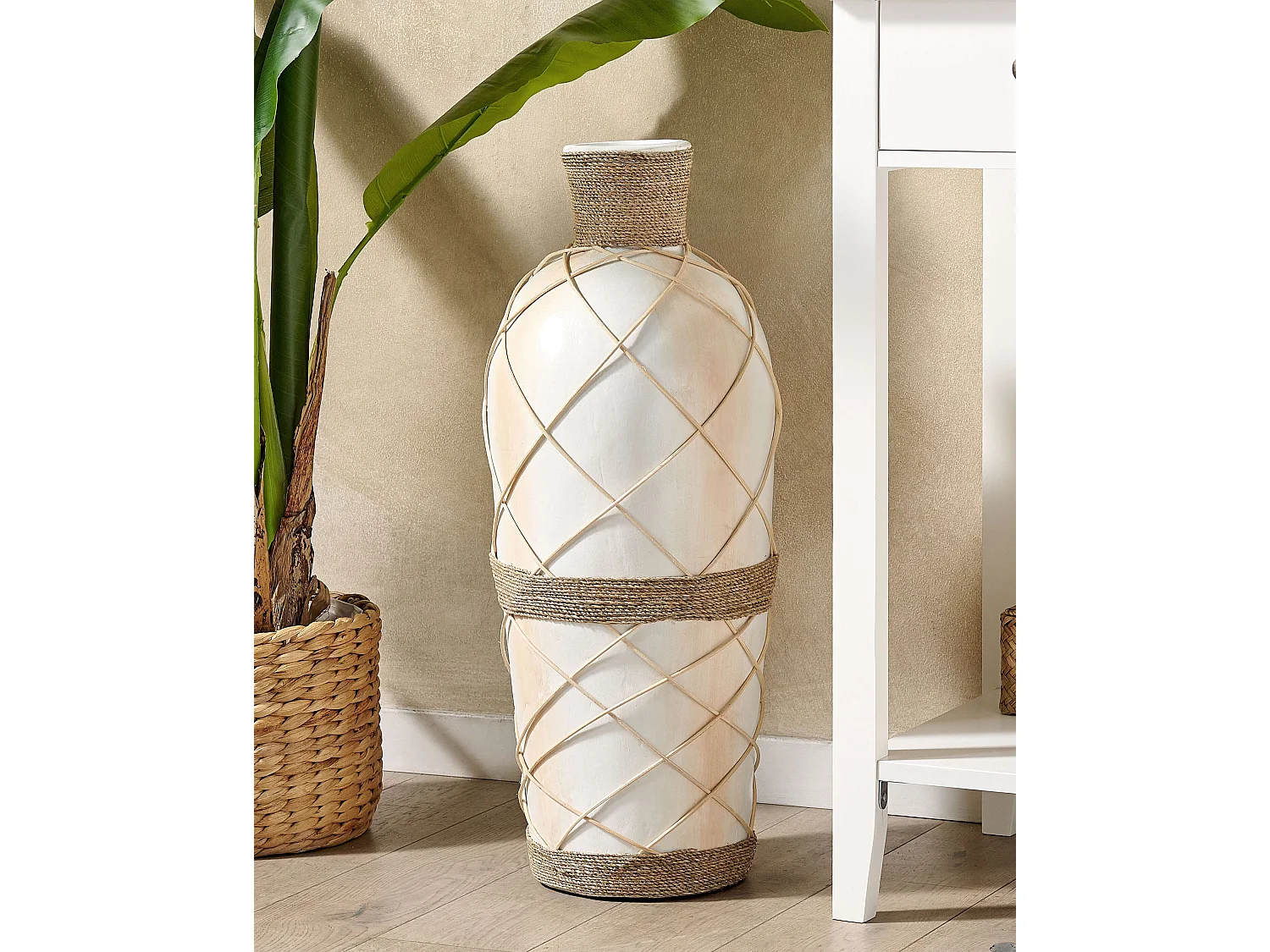 Vase décoratif ROKAN Céramique 62 cm Beige clair