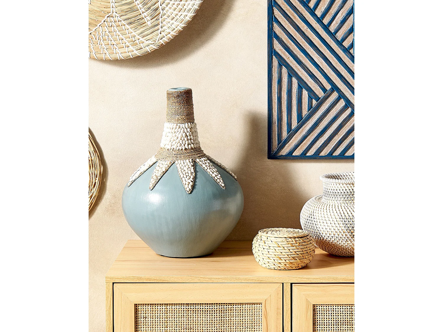 Vase décoratif SILAU Céramique 43 cm Bleu