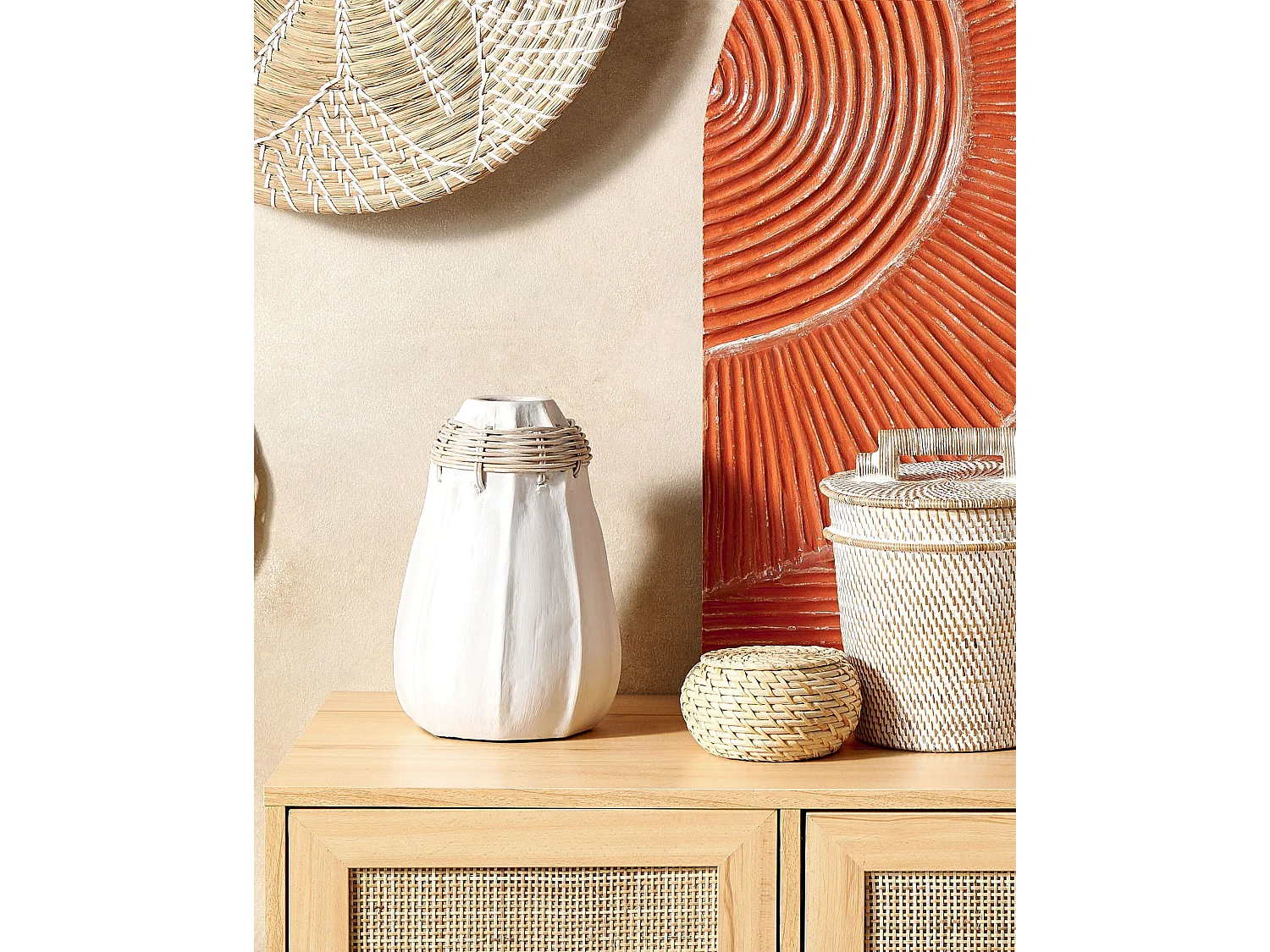 Vase décoratif KAMPAR Céramique 30 cm Blanc