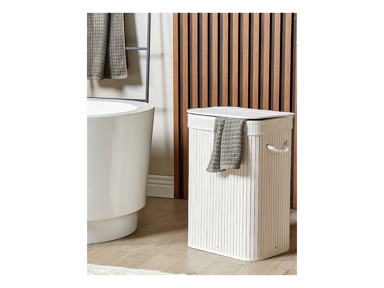 Panier KALUTARA Bambou Blanc 72 L