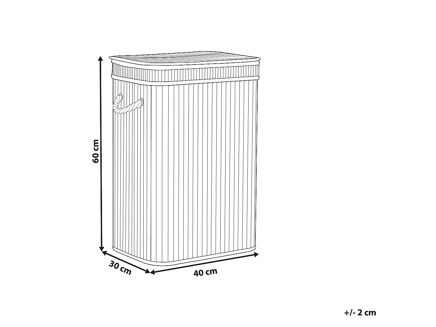 Laundry Basket KALUTARA Bamboo White 72 L