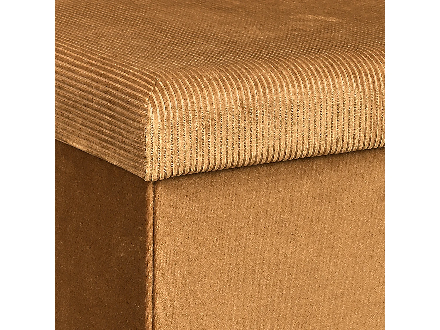 Coffre Pouf Pliable Velours Cotele Giulia Jaune Jaune