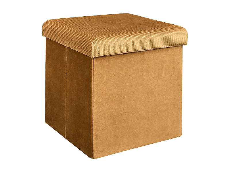 Coffre Pouf Pliable Velours Cotele Giulia Jaune Jaune