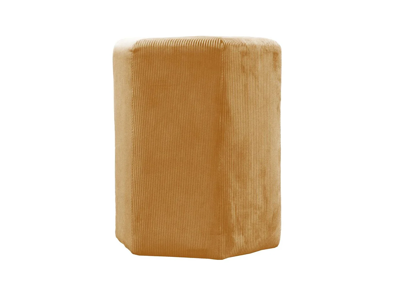 Pouf Velours Cotele 35cm Giulia Jaune Moutarde Jaune