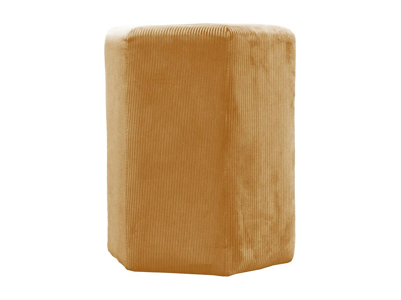 Pouf Velours Cotele 35cm Giulia Jaune Moutarde Jaune