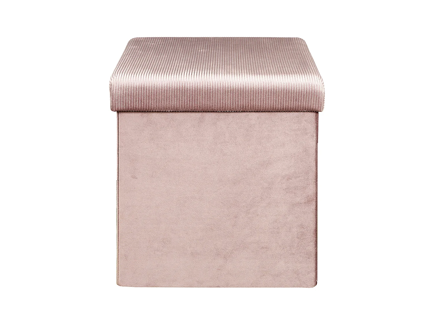 Coffre Pouf Pliable Velours Cotele Giulia Rose Rose