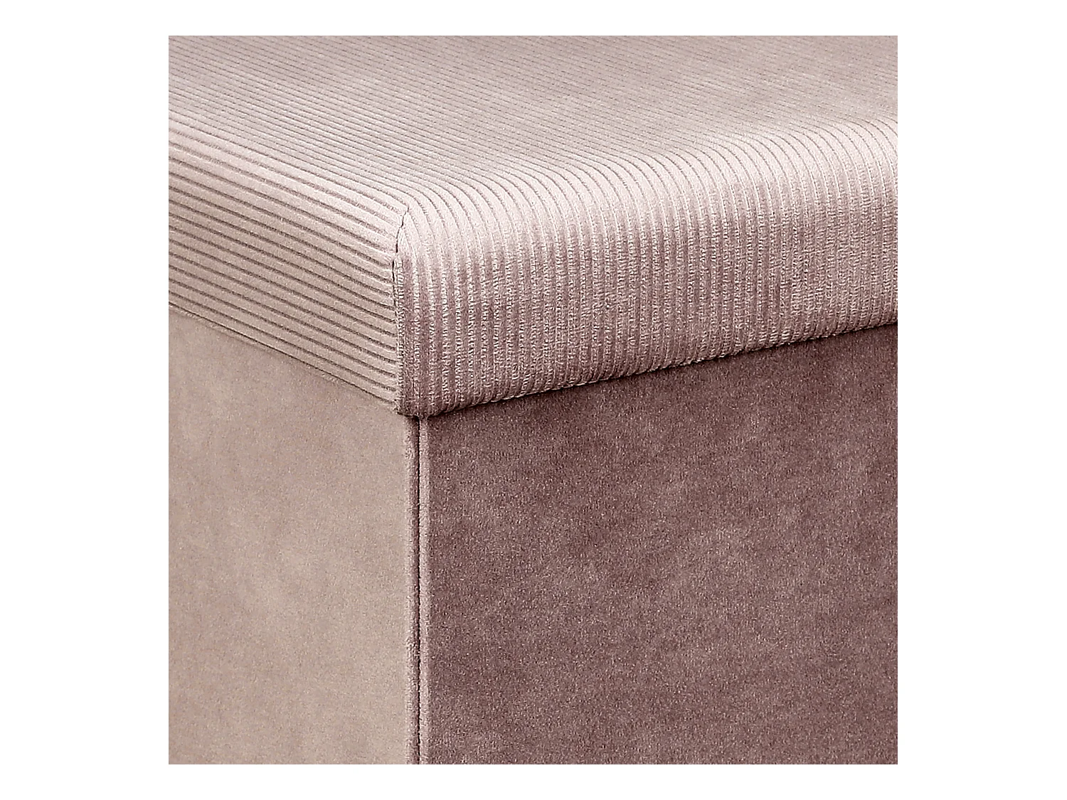 Coffre Pouf Pliable Velours Cotele Giulia Rose Rose