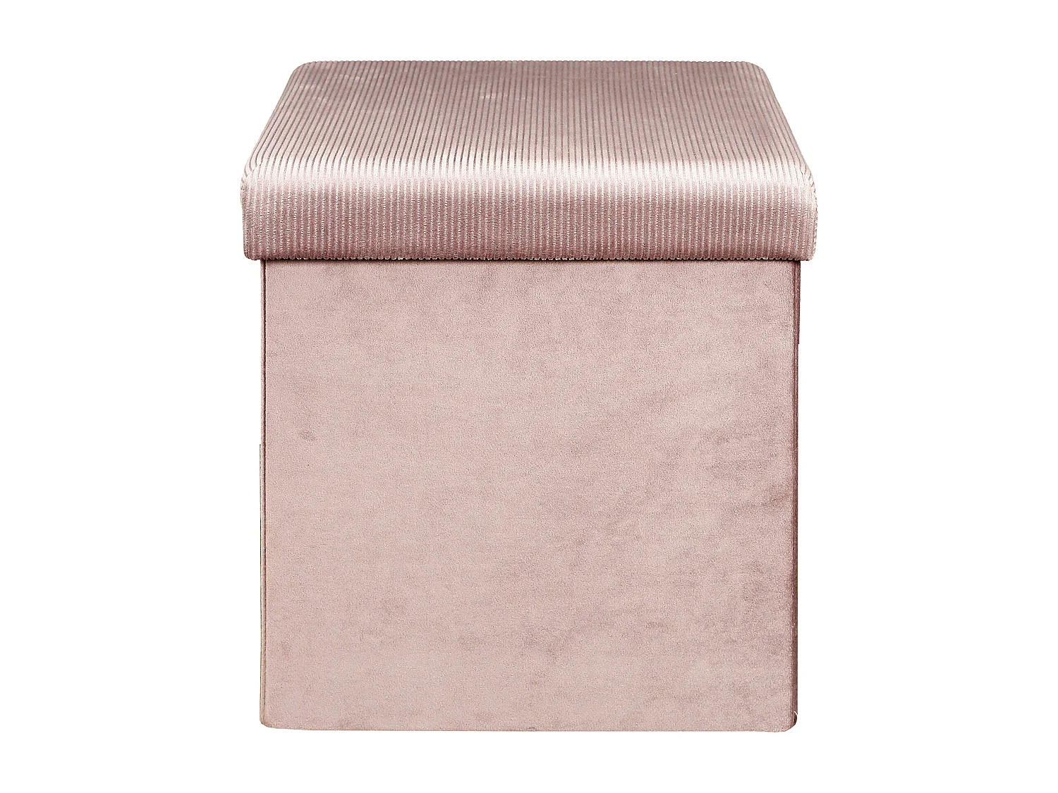 Coffre Pouf Pliable Velours Cotele Giulia Rose Rose