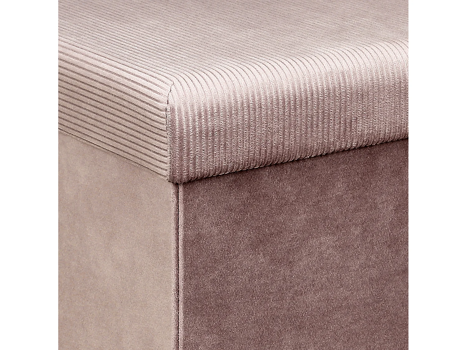 Coffre Pouf Pliable Velours Cotele Giulia Rose Rose