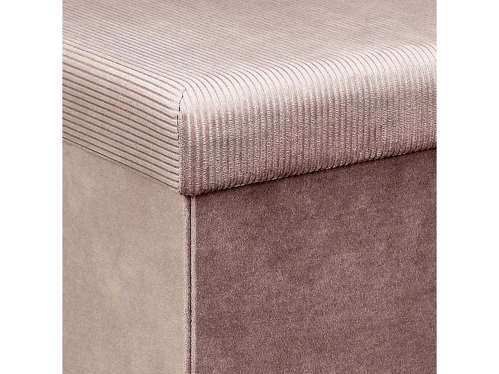 Coffre Pouf Pliable Velours Cotele Giulia Rose Rose