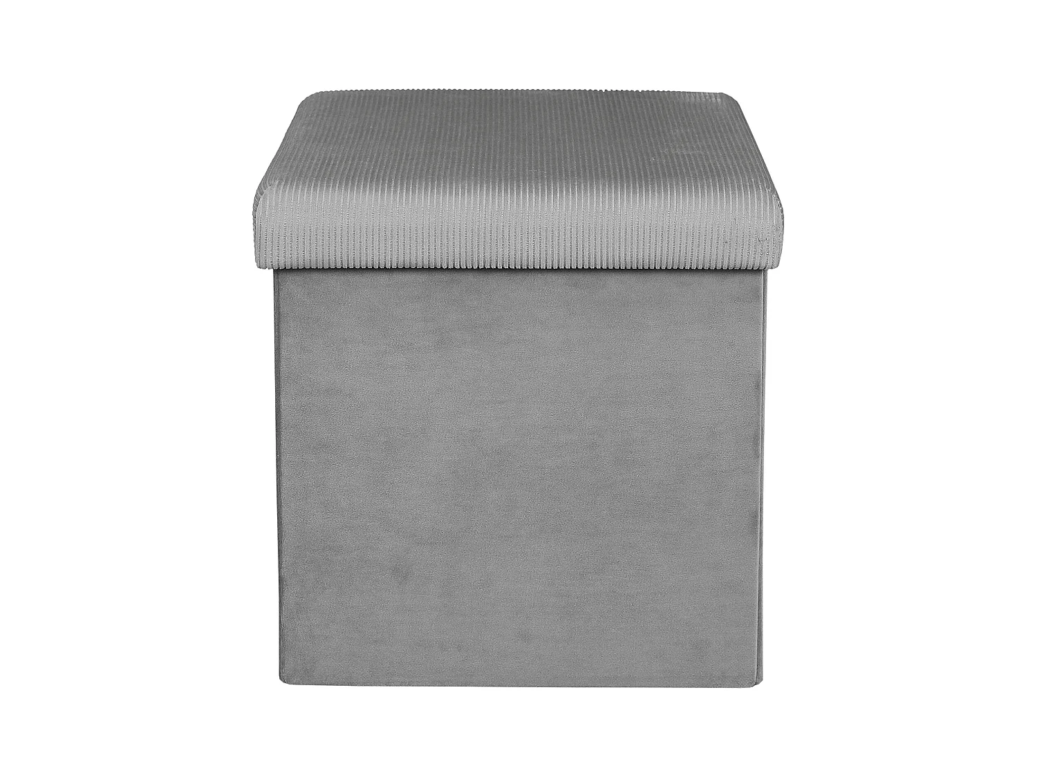 Coffre Pouf Pliable Velours Cotele Giulia Grism4 Gris