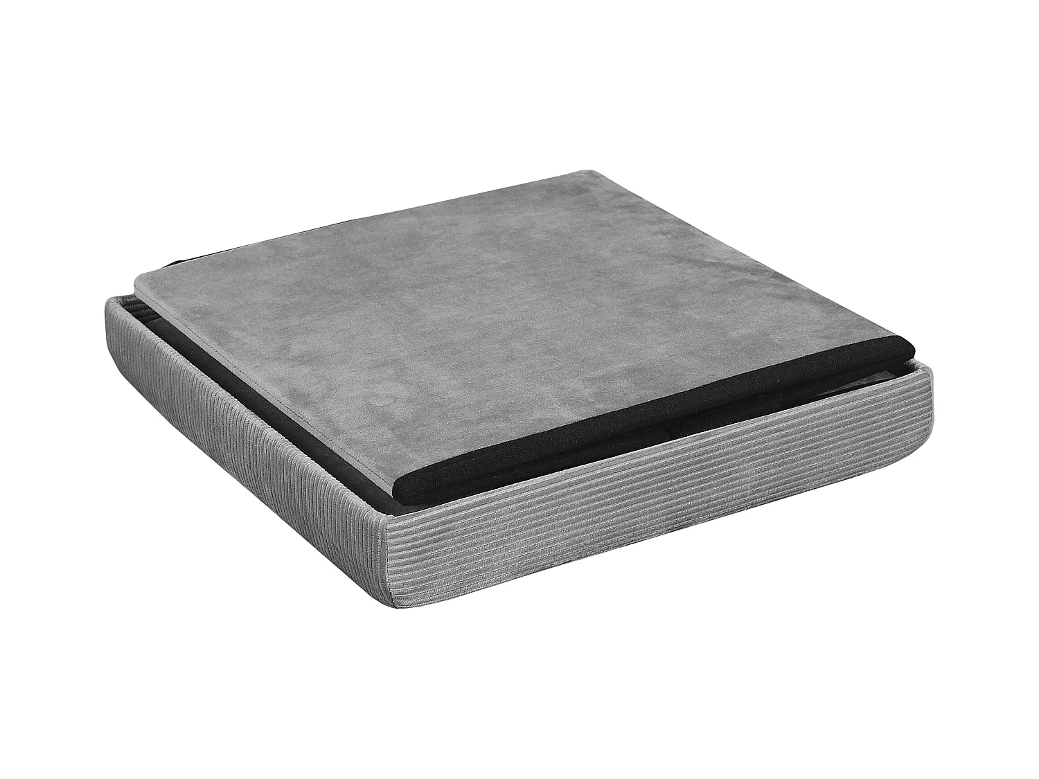 Coffre Pouf Pliable Velours Cotele Giulia Grism4 Gris