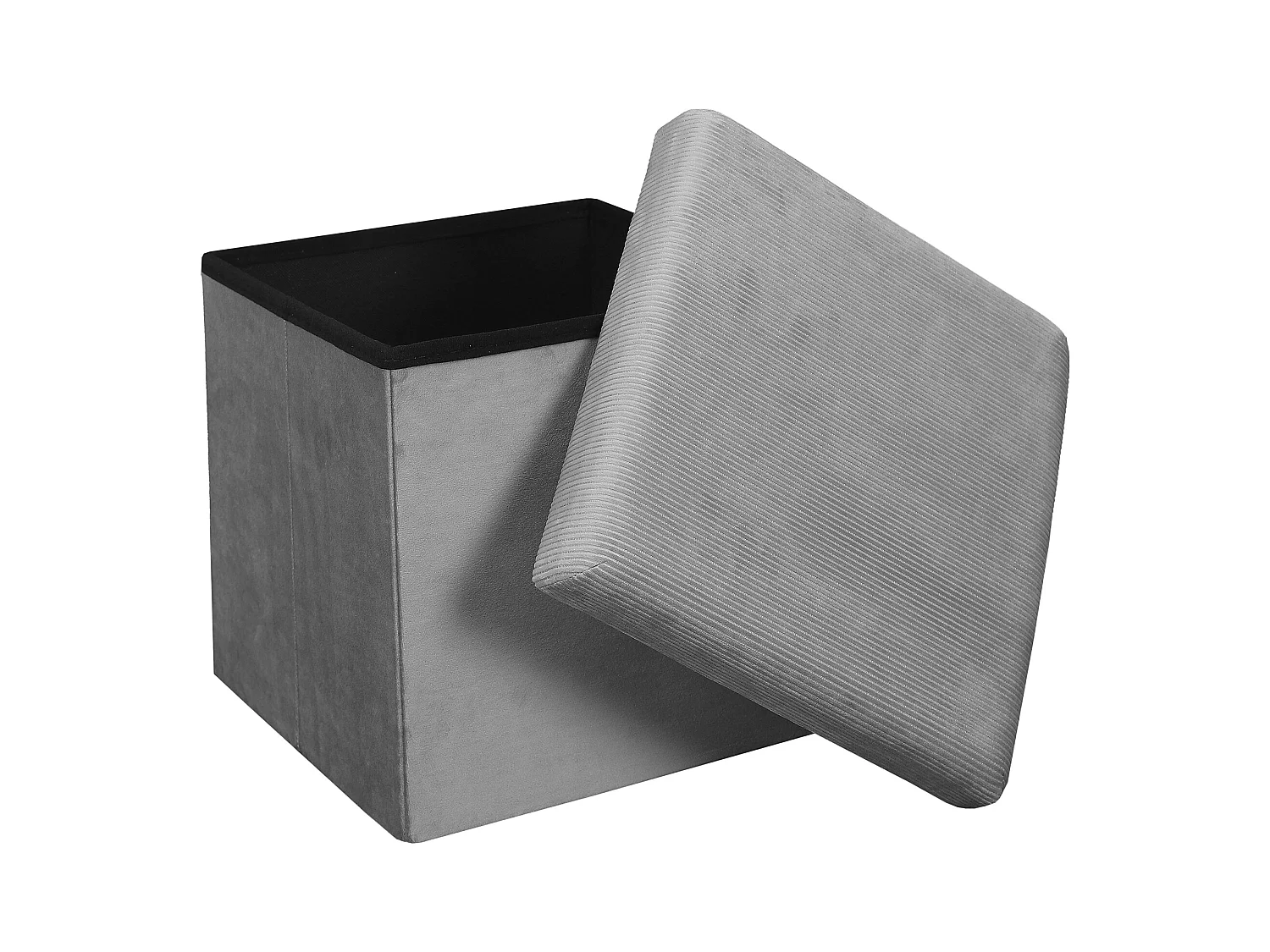 Coffre Pouf Pliable Velours Cotele Giulia Grism4 Gris